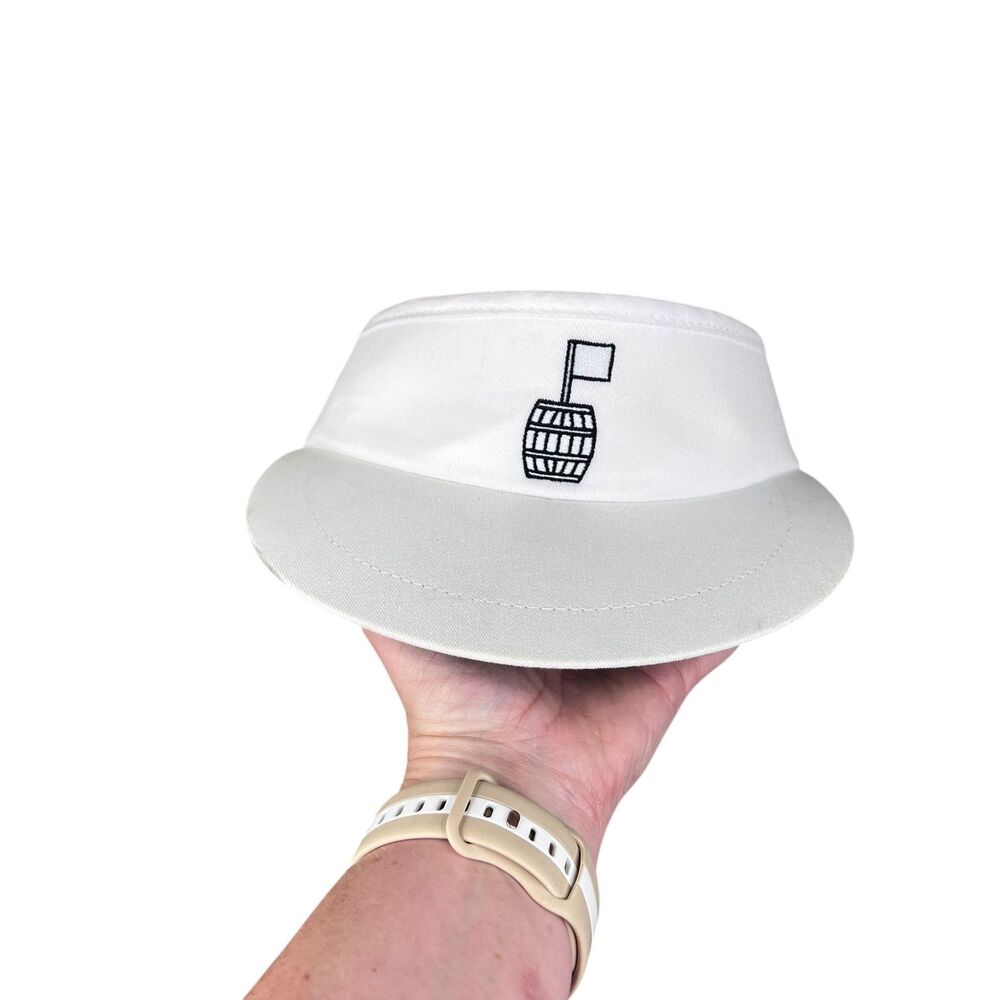 Vintage Town Talk Hat Visor Strap Back One Size White Green Barrel Golf Mens